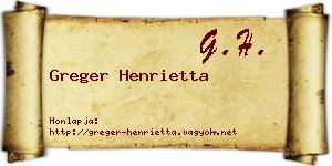 Greger Henrietta névjegykártya